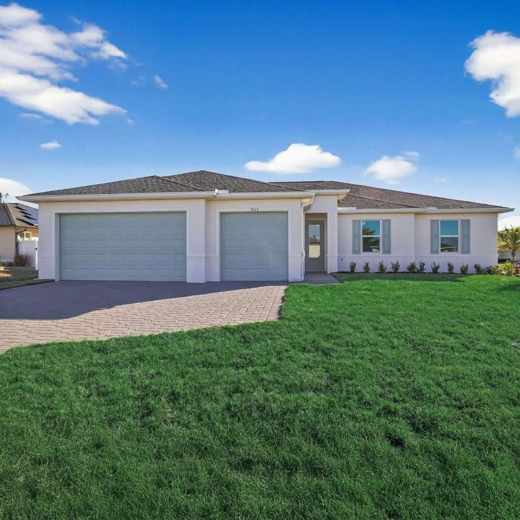 Front exterior of a new SunLife Homes single-family home